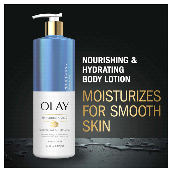 slide 14 of 25, Olay Nourishing & Hydrating Body Lotion with Hyaluronic Acid, 17 fl oz Pump, 17 fl oz