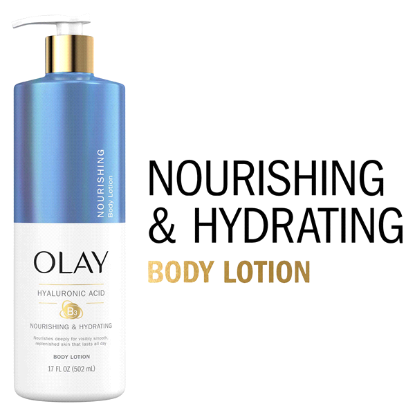 slide 24 of 25, Olay Nourishing & Hydrating Body Lotion with Hyaluronic Acid, 17 fl oz Pump, 17 fl oz