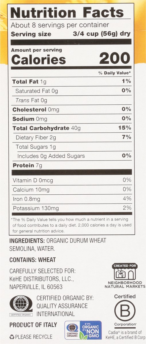 slide 2 of 14, Cadia Organic Penne 16 oz, 16 oz