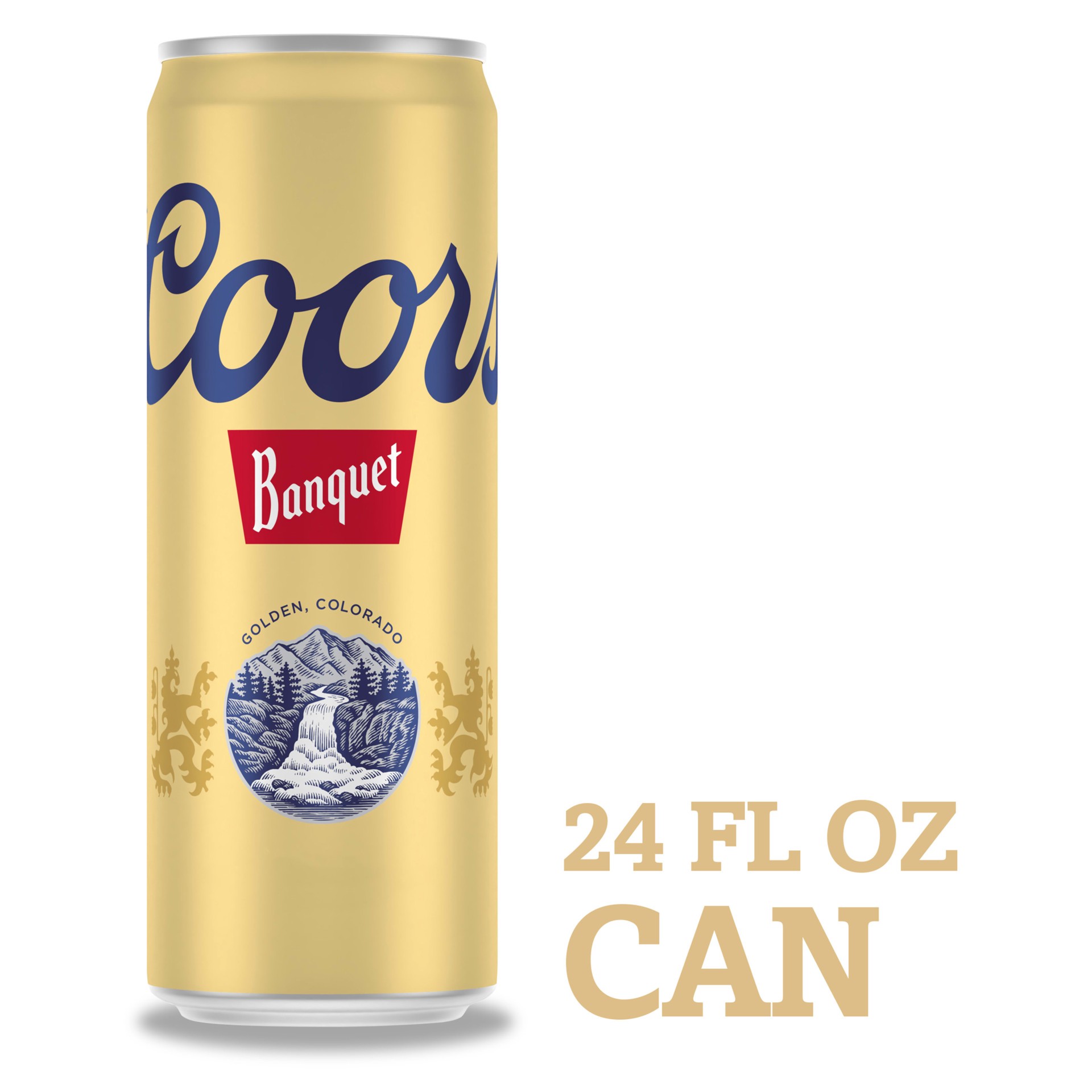 slide 1 of 2, Coors Banquet Lager Beer, 5% ABV, 24-oz beer can, 24 fl oz