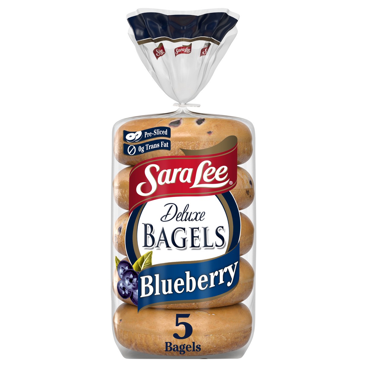 slide 10 of 12, Sara Lee Deluxe Blueberry Bagels, 5 count, Pre-sliced Bagels, 16.7 oz Bag, 16.7 oz