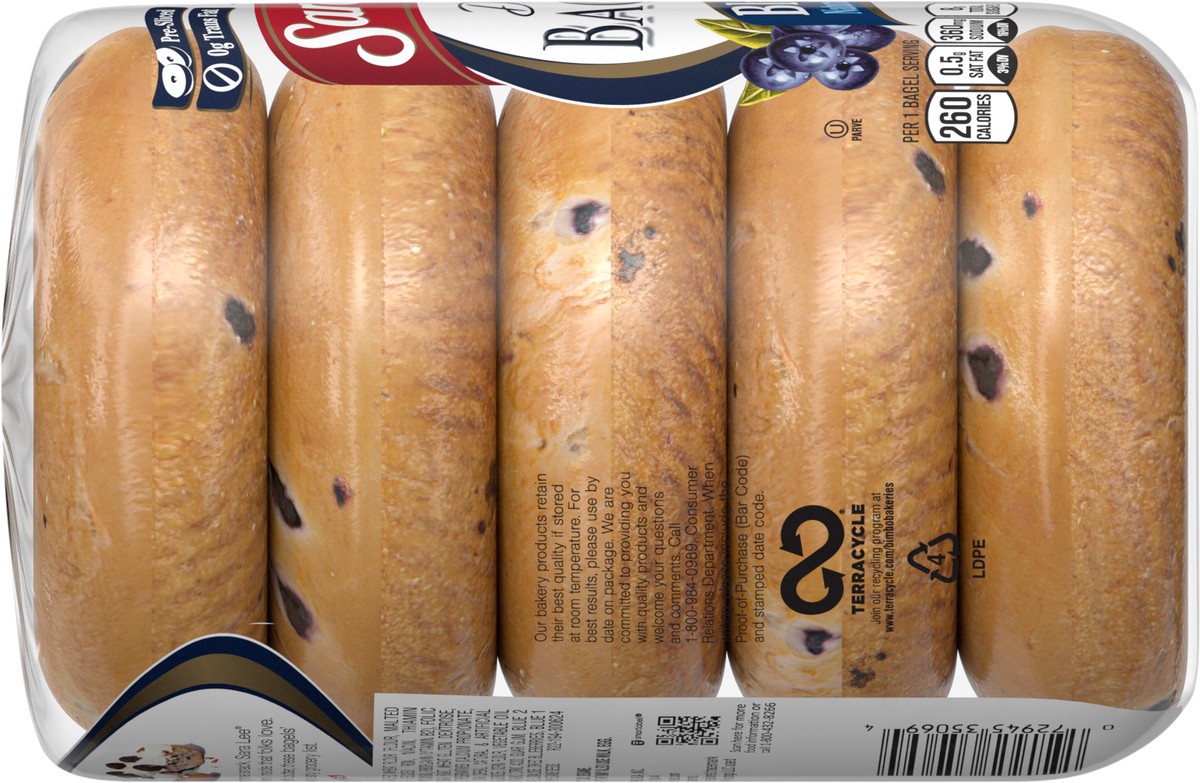 slide 6 of 12, Sara Lee Deluxe Blueberry Bagels, 5 count, Pre-sliced Bagels, 16.7 oz Bag, 16.7 oz