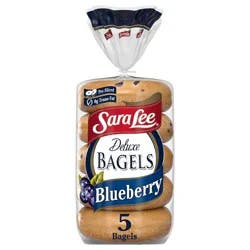 Sara Lee Deluxe Blueberry Pre-sliced Bagels, 5 count, 16.7 oz