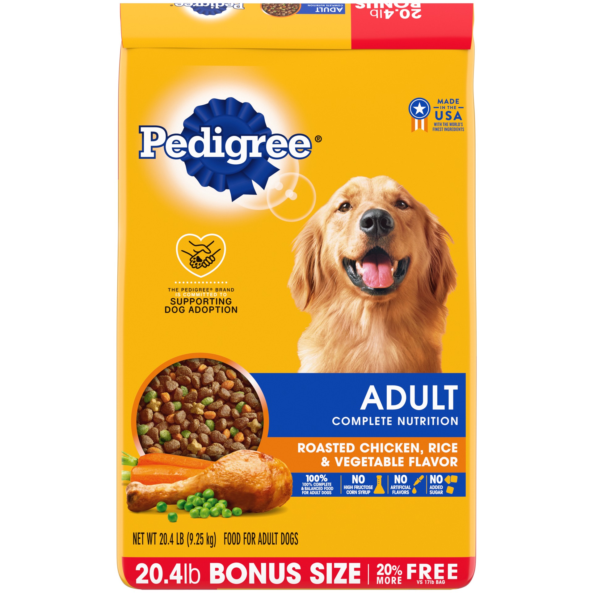 slide 1 of 5, PEDIGREE Complete Nutrition Adult Dry Dog Food Roasted Chicken, Rice & Vegetable Flavor Dog Kibble, 20.4 lb. Bag, 20.40 lb