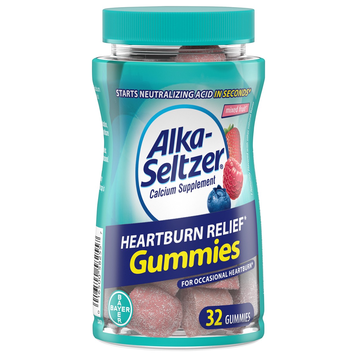 slide 2 of 8, Alka-Seltzer Gummies Mixed Fruit Heartburn Relief 32 ea Bottle, 32 ct