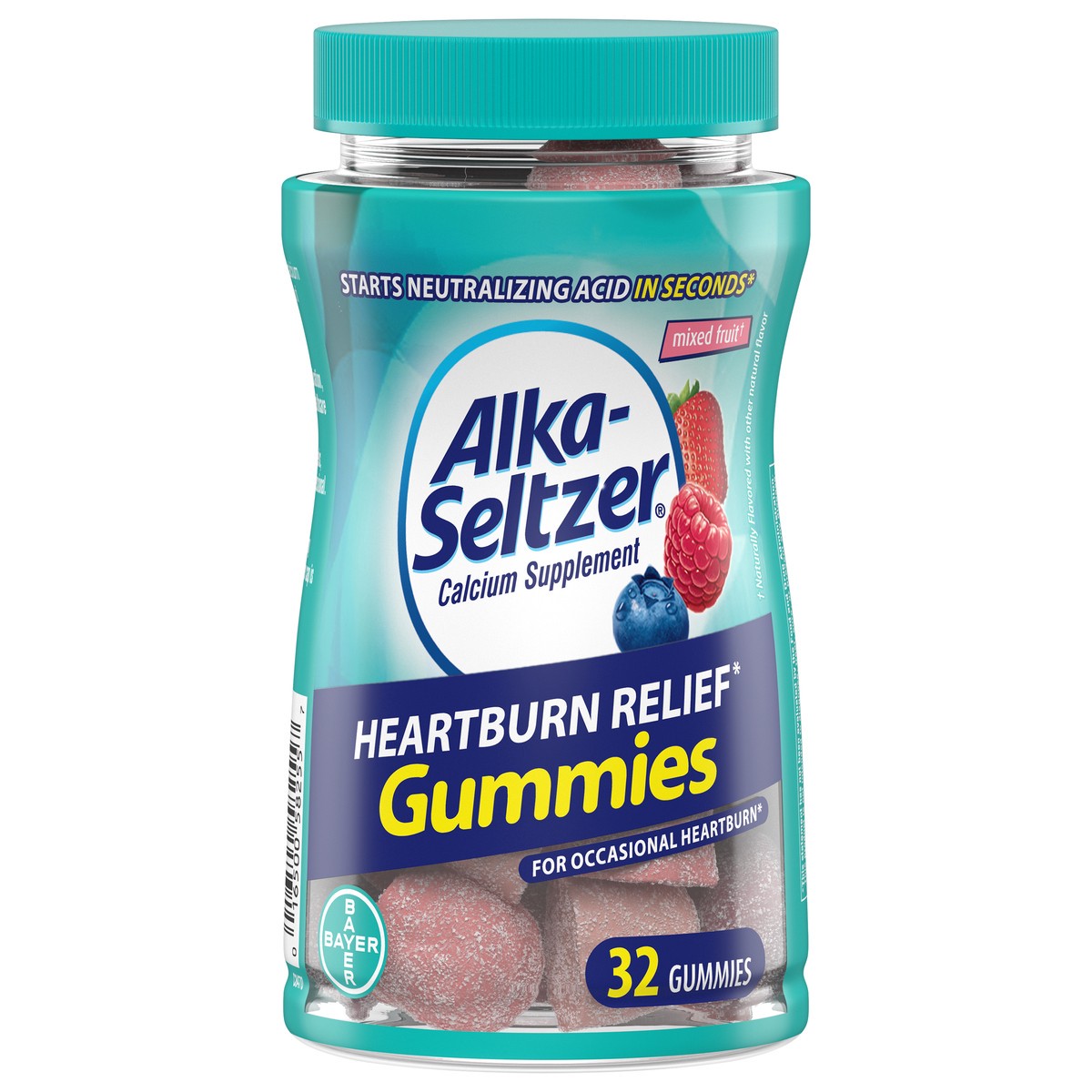 slide 1 of 8, Alka-Seltzer Gummies Mixed Fruit Heartburn Relief 32 ea Bottle, 32 ct