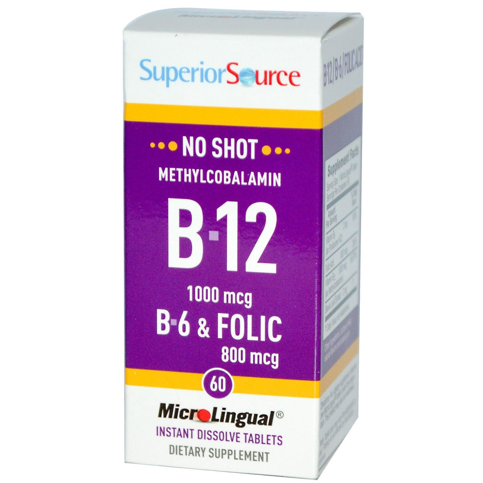 slide 1 of 1, Superior Source No Shot Methylcobalamin B12/B6/Folic Acid 800Mcg., 1 ct