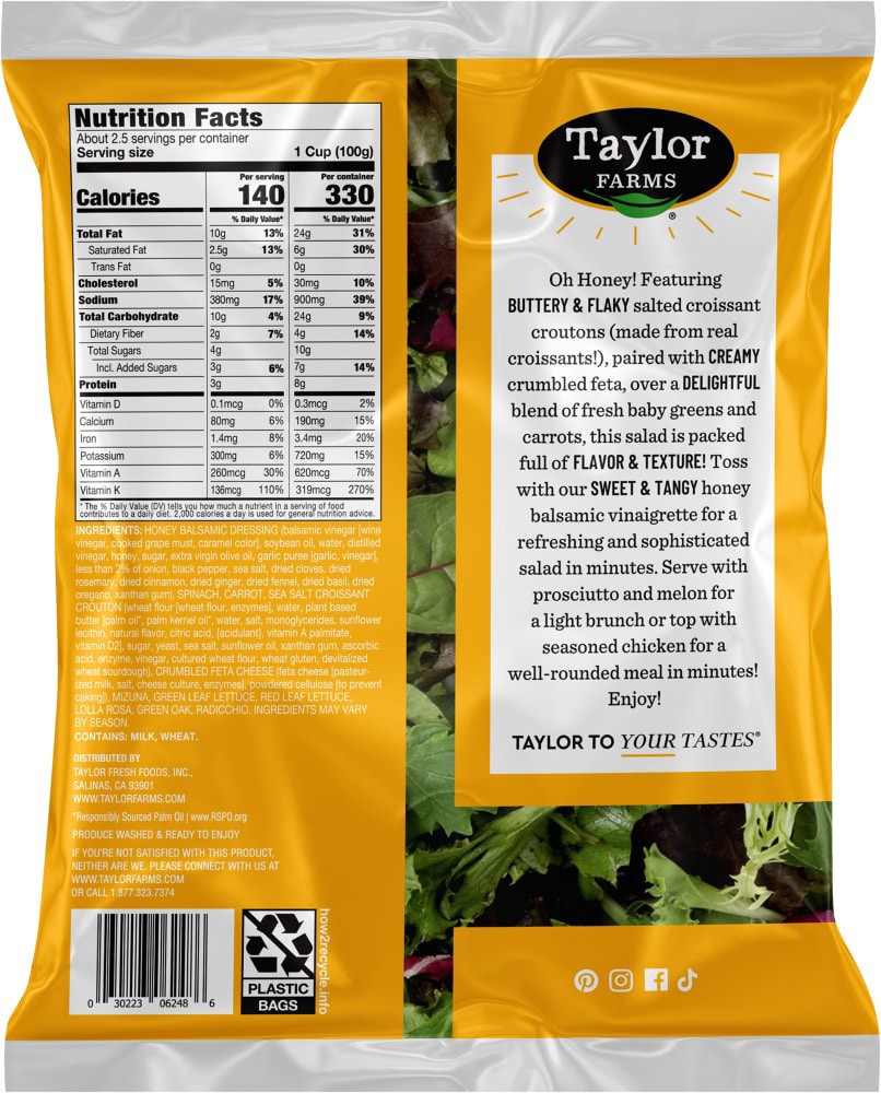 slide 2 of 2, Taylor Farms® Honey Balsamic Salad Kit, 8.3 oz