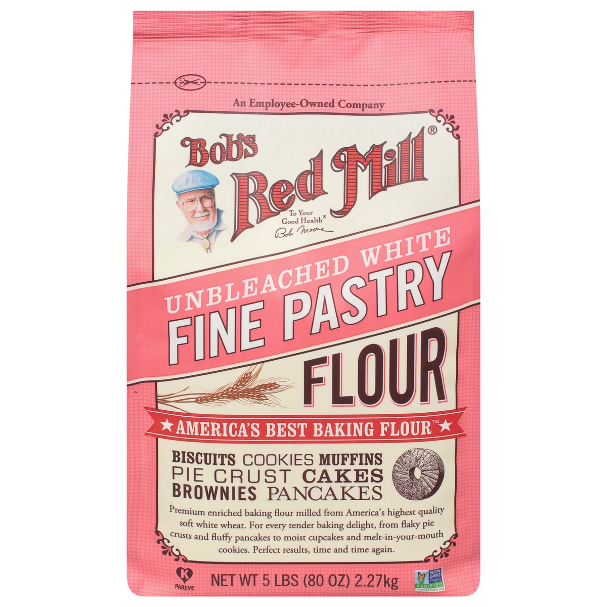 slide 1 of 9, Bob's Red Mill Fine Pastry White Unbleached Flour 5 lb, 5 lb