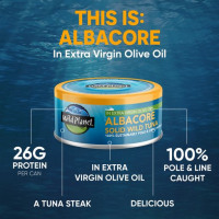 slide 6 of 10, Wild Planet Wild Albacore Tuna in Extra Virgin Olive Oil, Canned Tuna, 5 oz