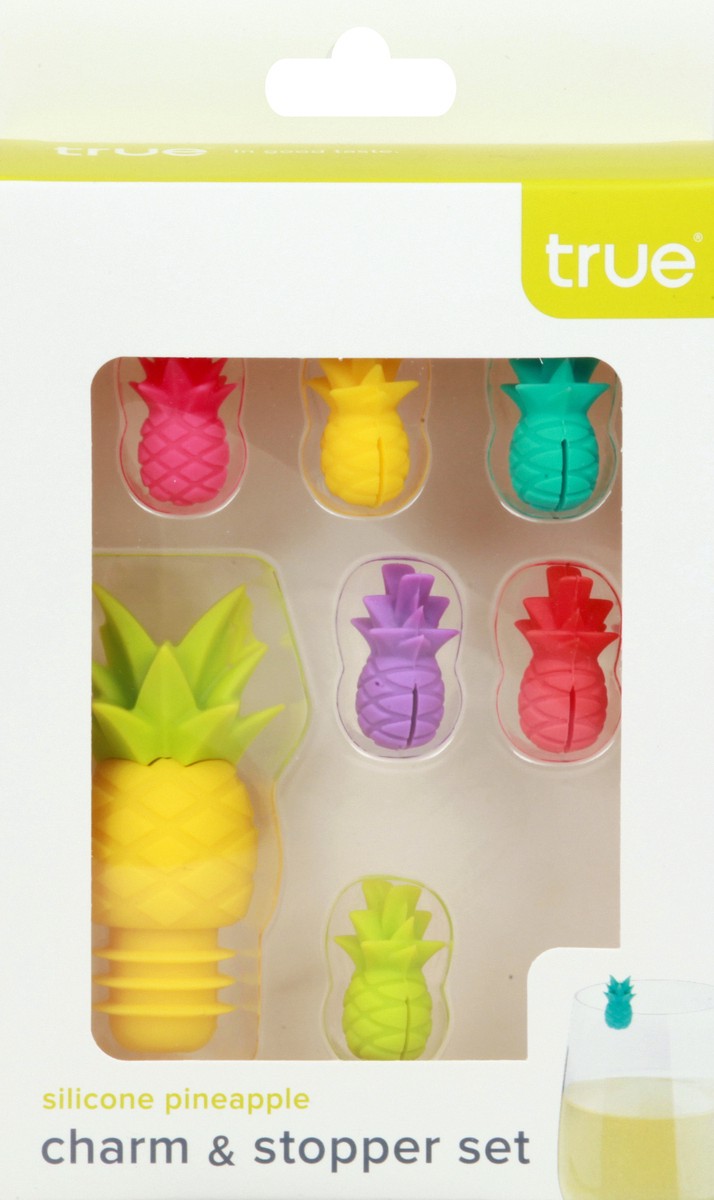 slide 1 of 5, TRUE Silicone Pineapple Charm & Stopper Set 1 ea, 7 ct