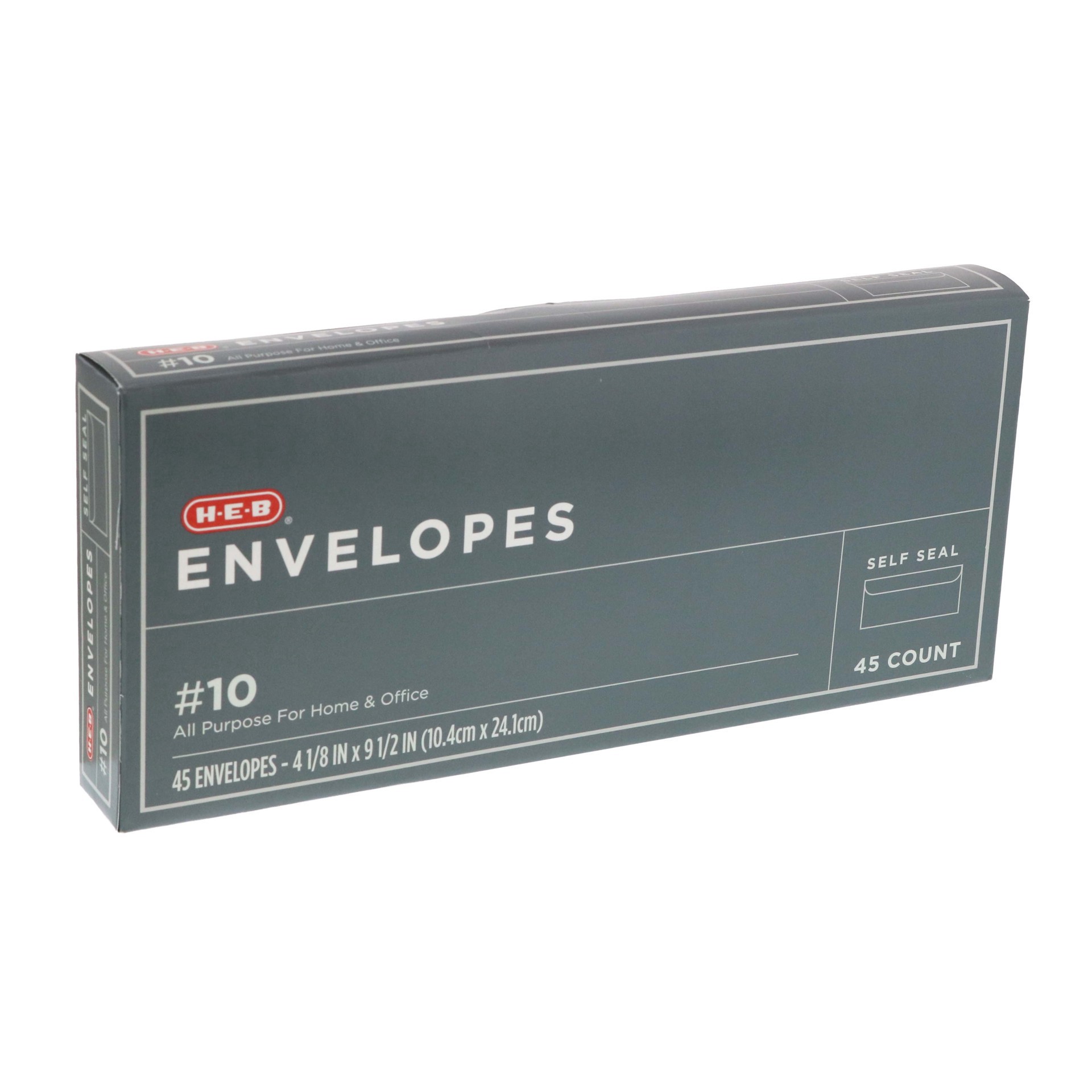 slide 1 of 1, H-E-B #10 Self Seal Envelopes, 45 ct