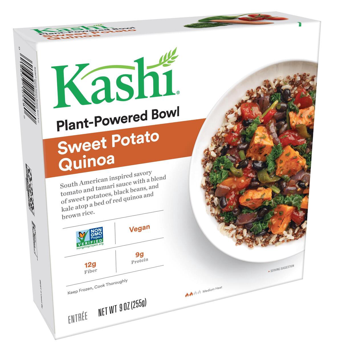 slide 6 of 10, Kashi Plant-Based Protein Bowl, Sweet Potato Quinoa, 9 Oz, Box, Frozen, 9 oz