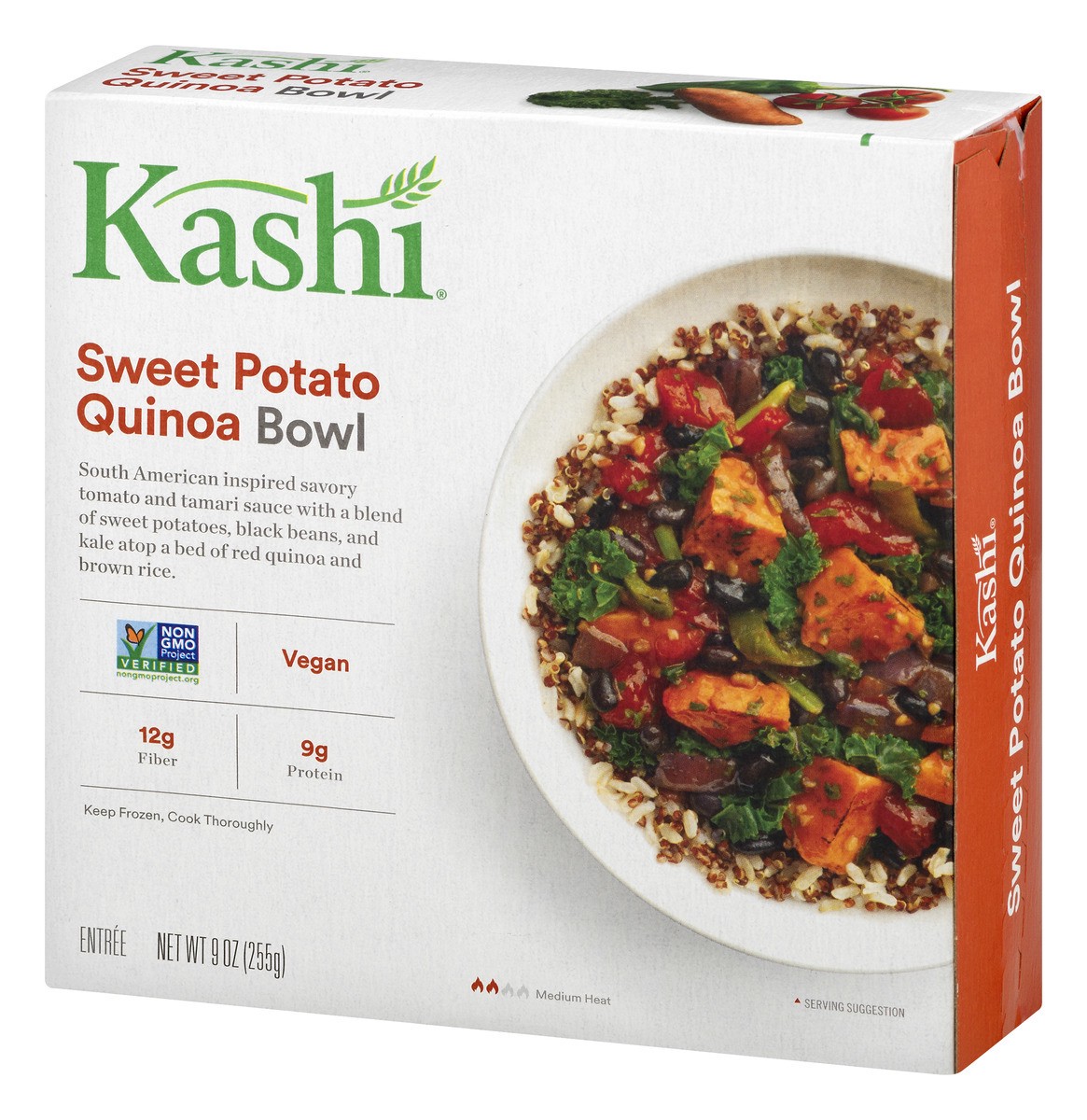 slide 7 of 10, Kashi Plant-Based Protein Bowl, Sweet Potato Quinoa, 9 Oz, Box, Frozen, 9 oz