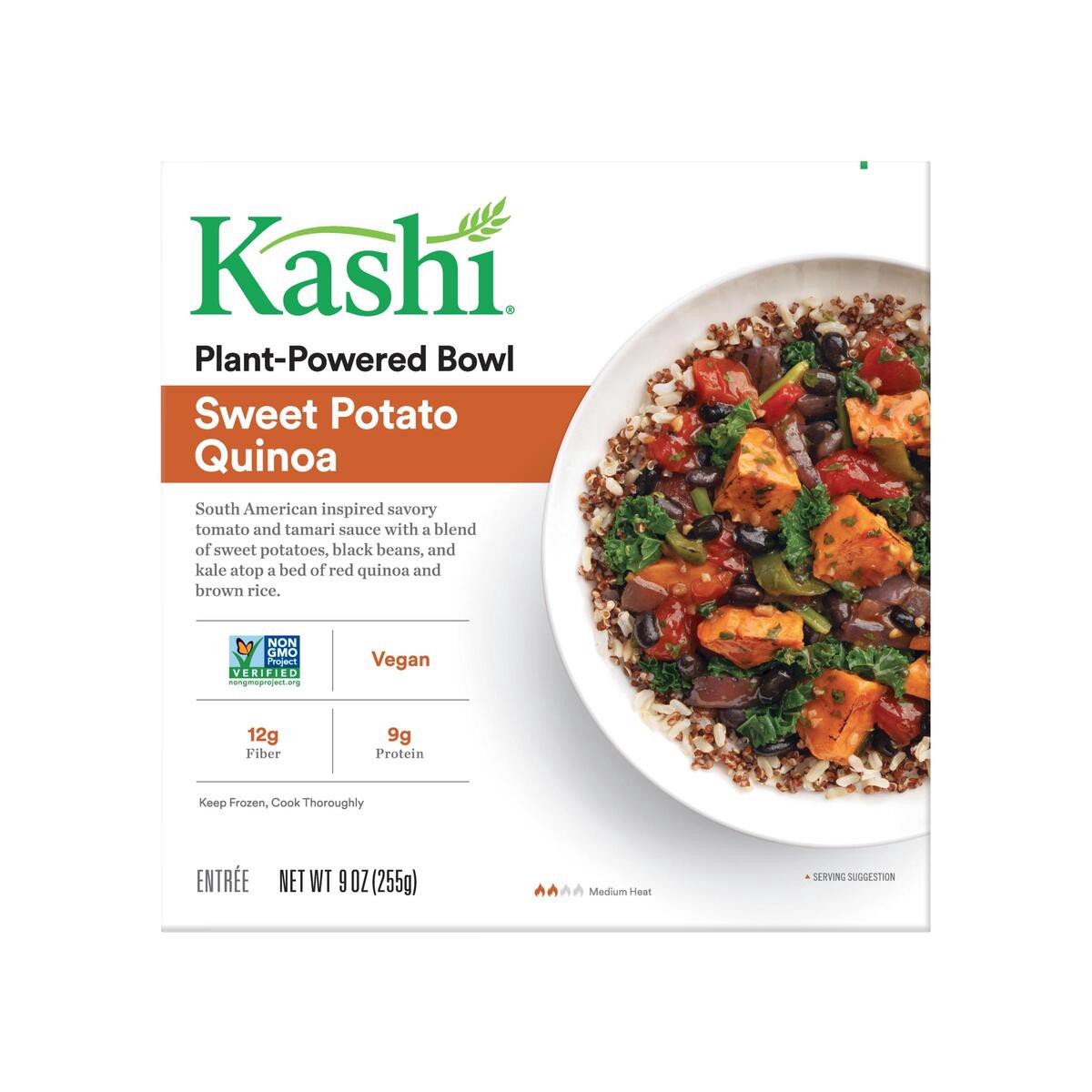 slide 2 of 10, Kashi Plant-Based Protein Bowl, Sweet Potato Quinoa, 9 Oz, Box, Frozen, 9 oz