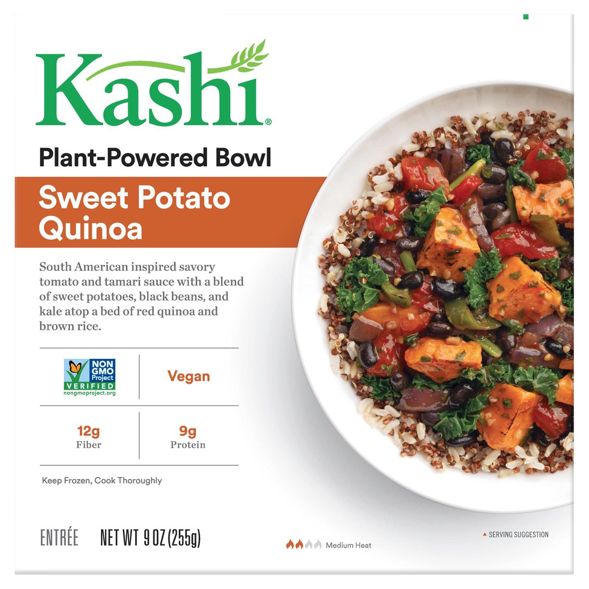 slide 1 of 10, Kashi Plant-Based Protein Bowl, Sweet Potato Quinoa, 9 Oz, Box, Frozen, 9 oz