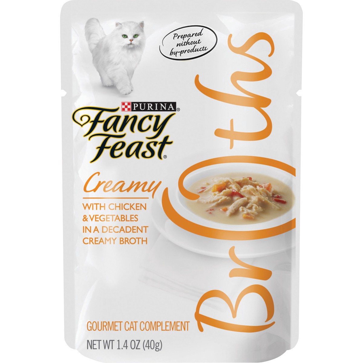 slide 1 of 7, Fancy Feast Purina Fancy Feast Broths Creamy with Chicken & Vegetables Gourmet Cat Complement, 1.4 oz