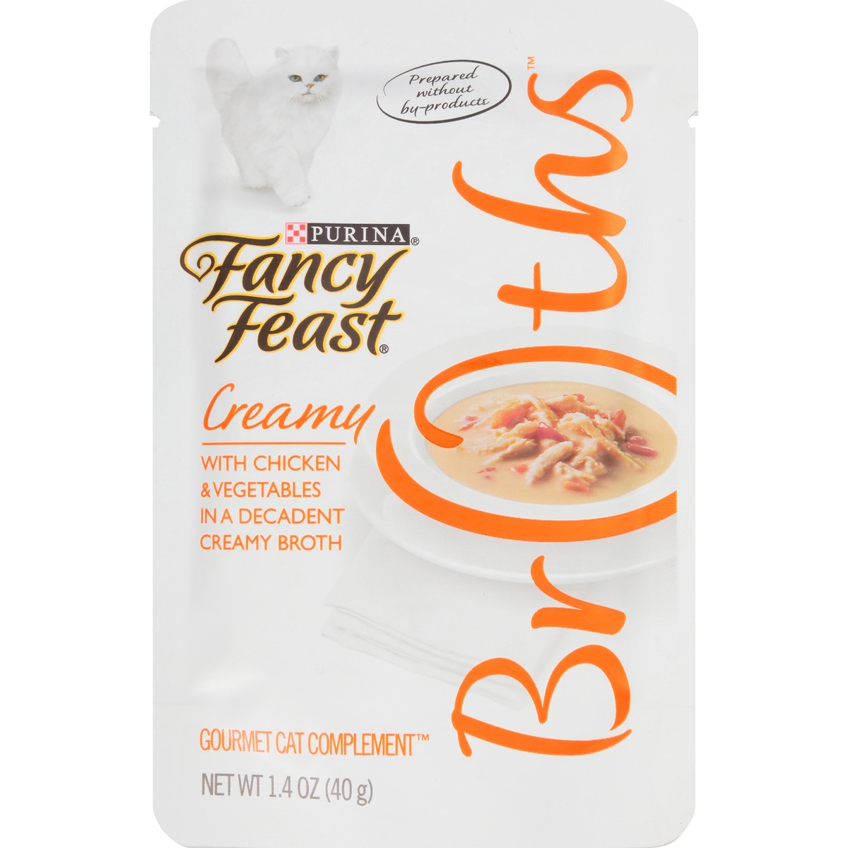 slide 4 of 7, Fancy Feast Purina Fancy Feast Broths Creamy with Chicken & Vegetables Gourmet Cat Complement, 1.4 oz