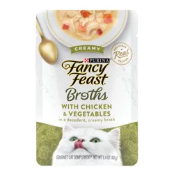 Purina Fancy Feast Lickable Wet Cat Food Broth Topper, Creamy With Chicken and Vegetables