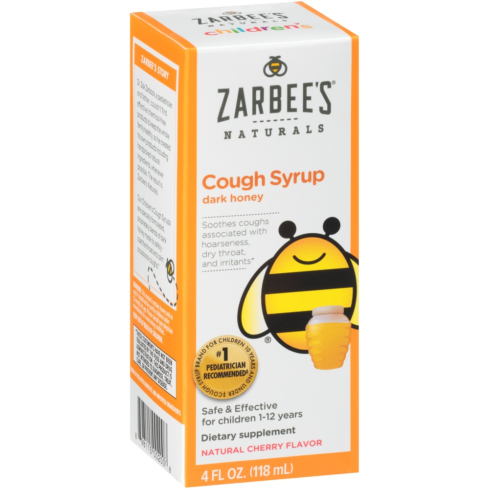 slide 2 of 6, Zarbee's Naturals Children's Cough Syrup with Dark Honey, Natural Cherry Flavor, Dietary Supplement, 4 oz
