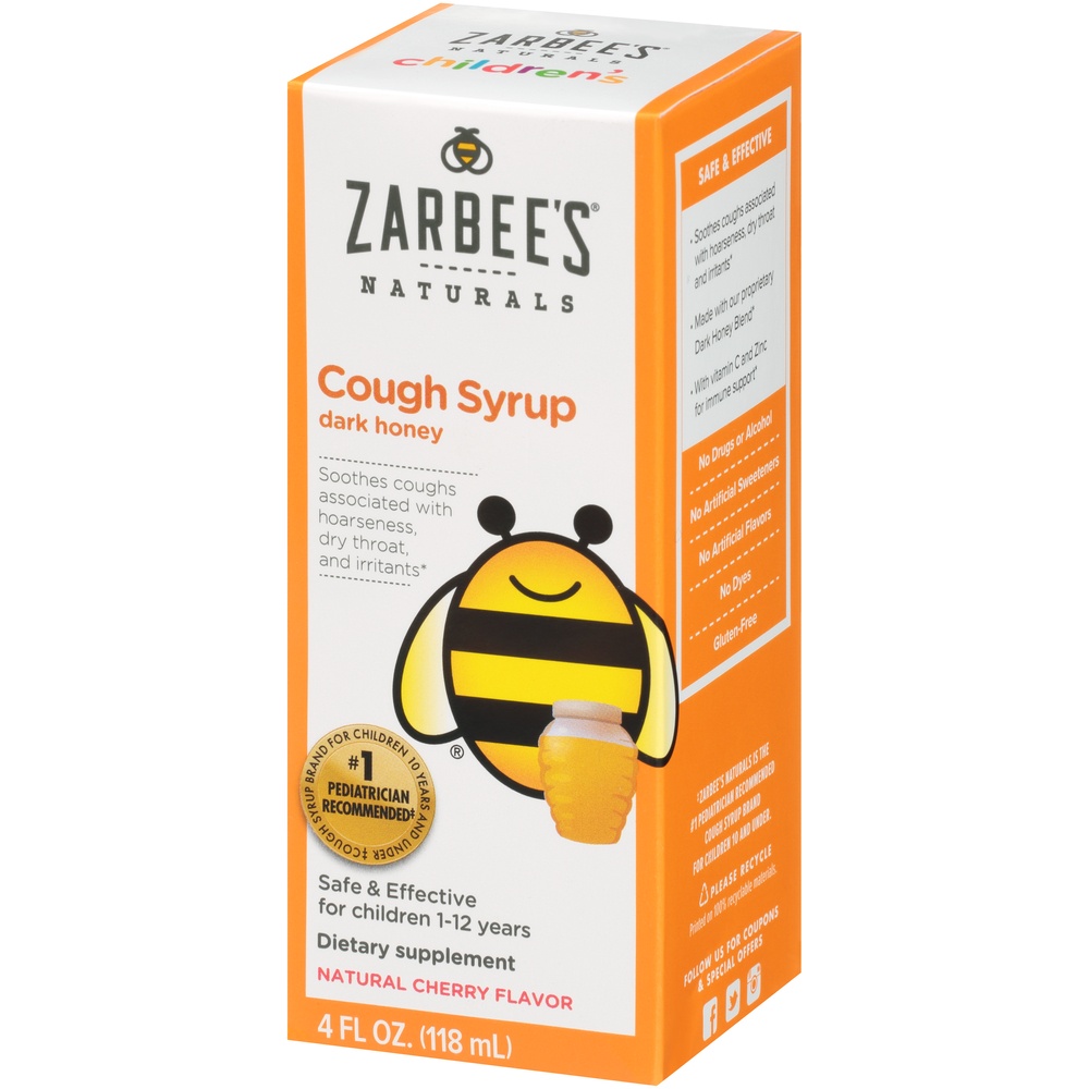 slide 3 of 6, Zarbee's Naturals Children's Cough Syrup with Dark Honey, Natural Cherry Flavor, Dietary Supplement, 4 oz