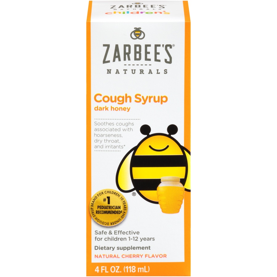 slide 1 of 6, Zarbee's Naturals Children's Cough Syrup with Dark Honey, Natural Cherry Flavor, Dietary Supplement, 4 oz