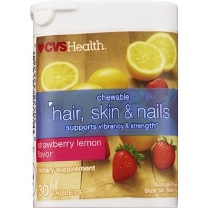 slide 1 of 1, CVS Health Chewable Hair, Skin & Nails Tablets, Strawberry Lemon, 30 ct