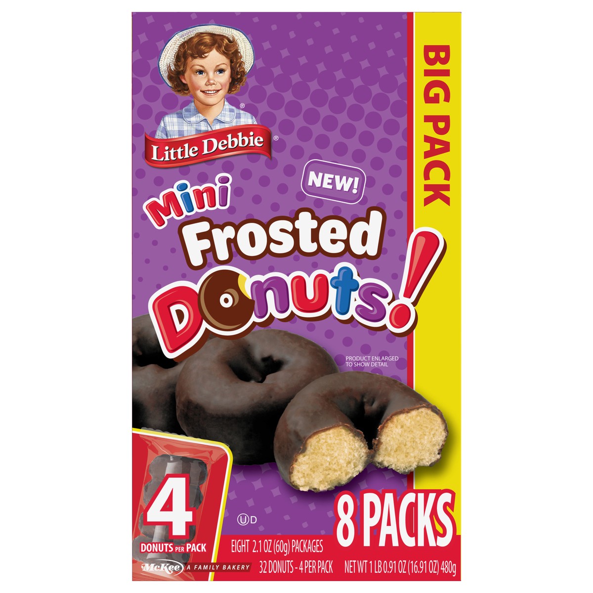 slide 5 of 12, Little Debbie Snack Cakes, Little Debbie Big Pack Mini Donuts (Frosted), 8 ct