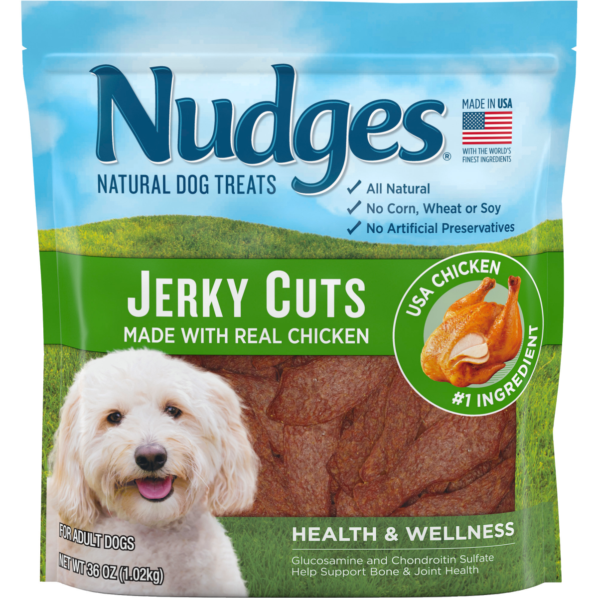 slide 1 of 1, Blue Buffalo Nudges Jerky Cuts Natural Dog Treats, Chicken, 36oz, 36 oz
