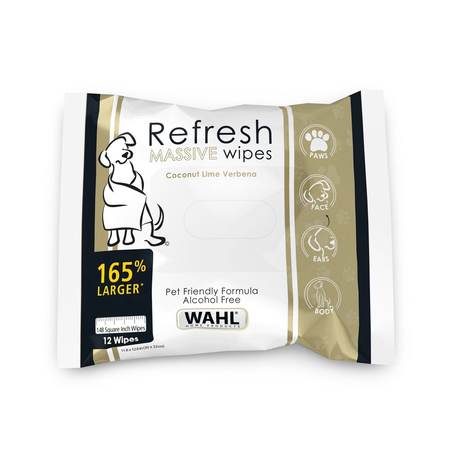 slide 1 of 1, Wahl Refresh Massive Pet Grooming Wipes, Coconut Lime Verbena Scent, 3 Pk (12 Wipes Per Pack), 12 ct