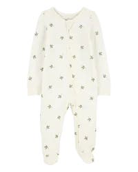 Carter's Baby Leaf Print Zip-Up PurelySoft Sleep & Play Pajamas Ivory 9M