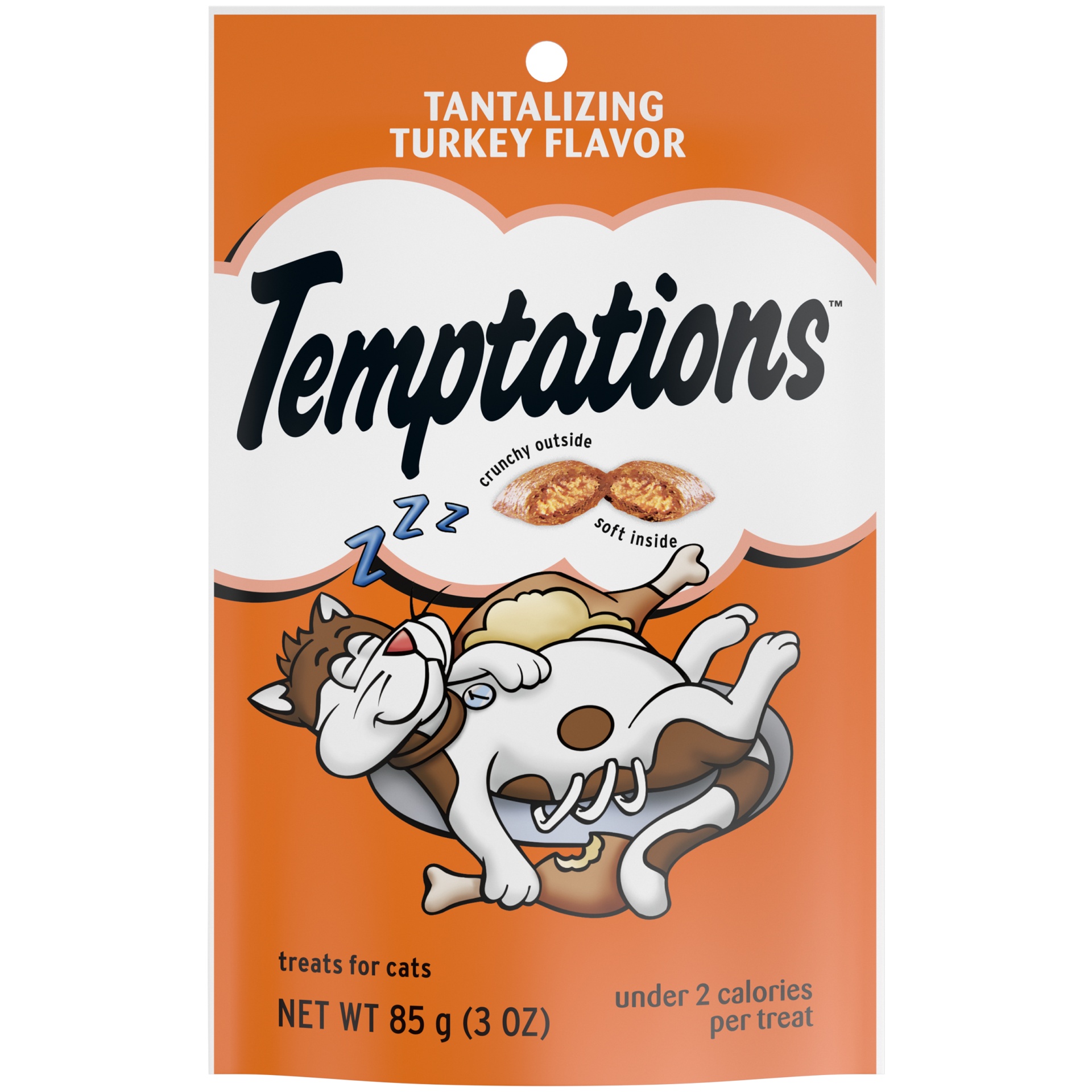 slide 1 of 7, Temptations Classic Crunchy And Soft Cat Treats Tantalizing Turkey Flavor, 3 oz