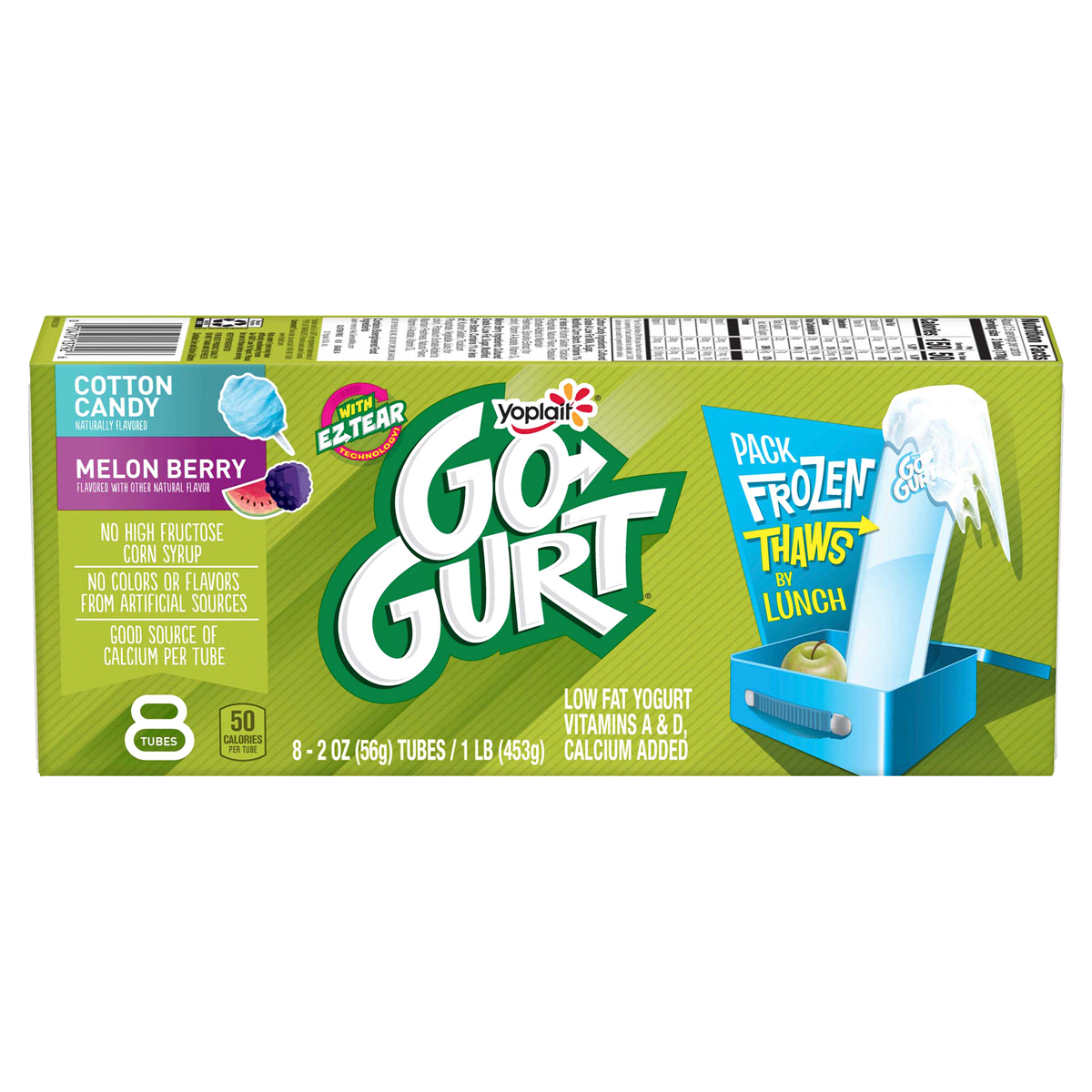 slide 1 of 10, Yoplait Go-Gurt, Portable Low Fat Yogurt Variety Pack, Cotton Candy & Melon Berry, 8 ct; 2 oz