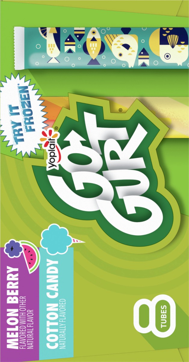 slide 8 of 9, Go-GURT Melon Berry and Cotton Candy Kids Fat Free Yogurt Variety Pack, Gluten Free, 2 oz Yogurt Tubes (8 Count), 16 oz
