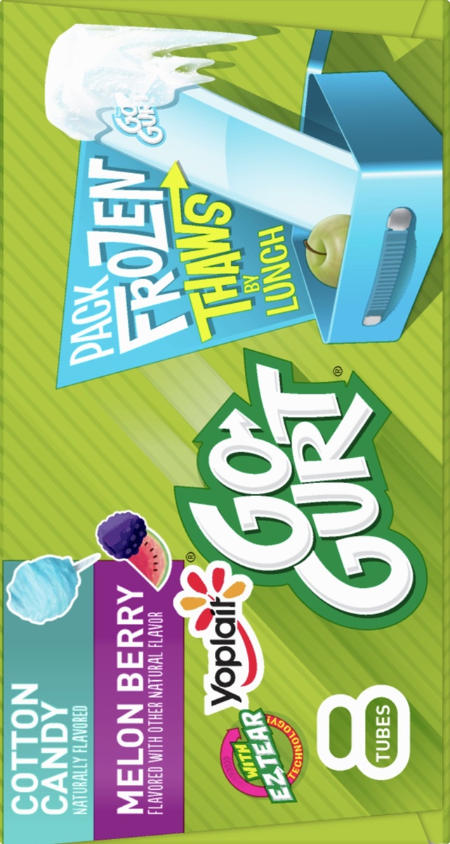 slide 7 of 10, Yoplait Go-Gurt, Portable Low Fat Yogurt Variety Pack, Cotton Candy & Melon Berry, 8 ct; 2 oz