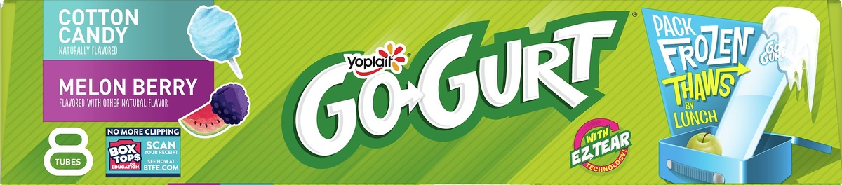 slide 8 of 10, Yoplait Go-Gurt, Portable Low Fat Yogurt Variety Pack, Cotton Candy & Melon Berry, 8 ct; 2 oz
