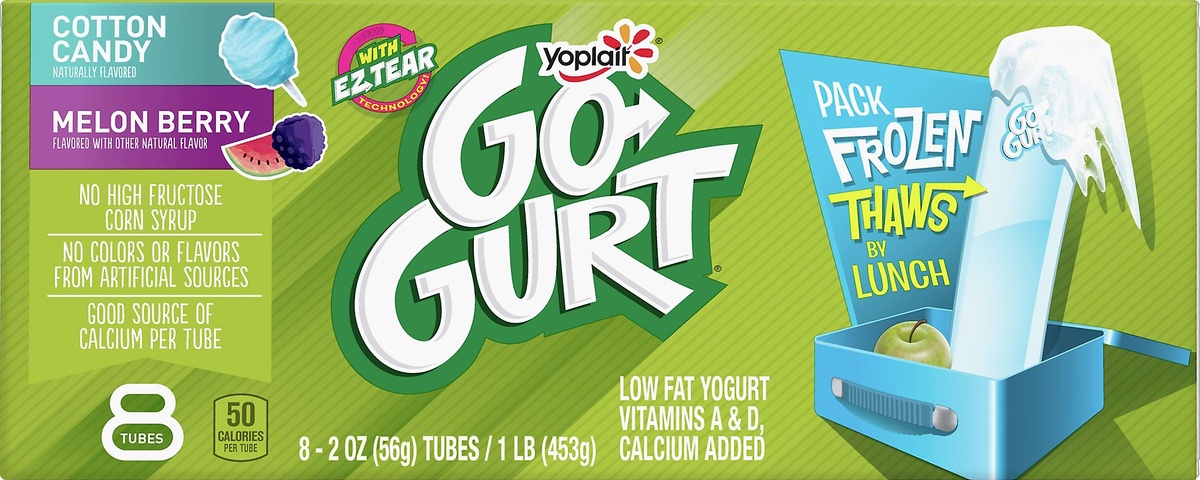 Yoplait Go-Gurt, Portable Low Fat Yogurt Variety Pack, Cotton Candy ...