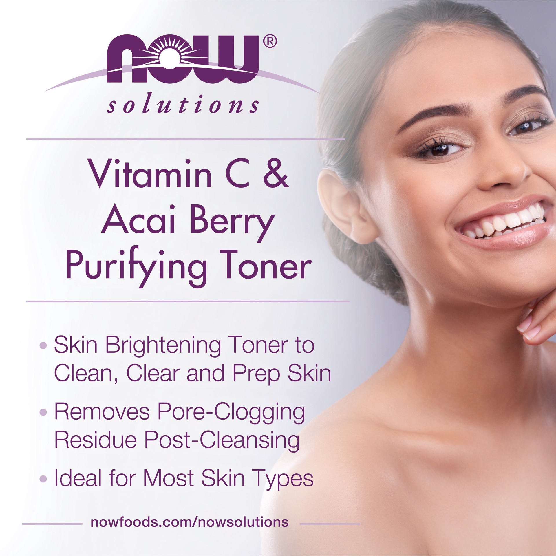 slide 4 of 5, NOW Solutions Vitamin C & Acai Berry Purifying Toner - 8 fl. oz., 8 fl oz