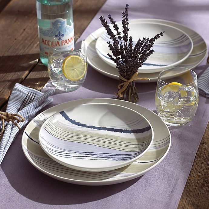 slide 3 of 4, Lenox Woven Stripes Lavender Dinnerware Set, 16 ct