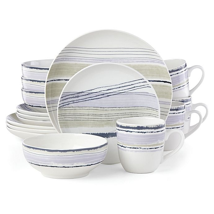 slide 1 of 4, Lenox Woven Stripes Lavender Dinnerware Set, 16 ct