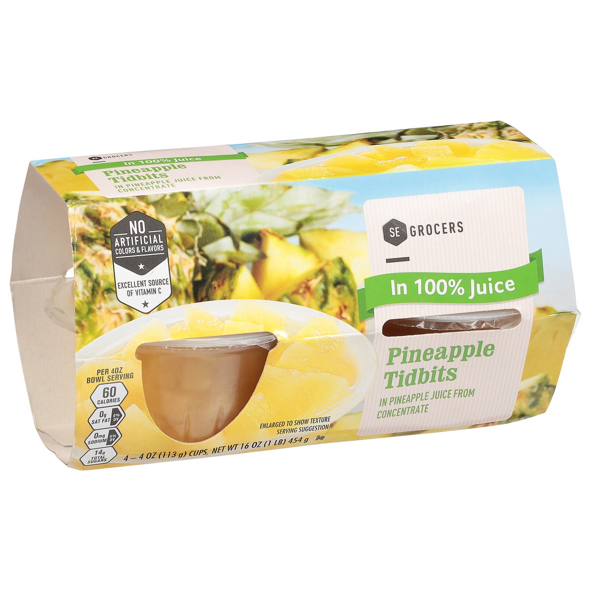 slide 5 of 11, SE Grocers Tidbits Pineapple In 100% Juice - 4 CT, 4 ct