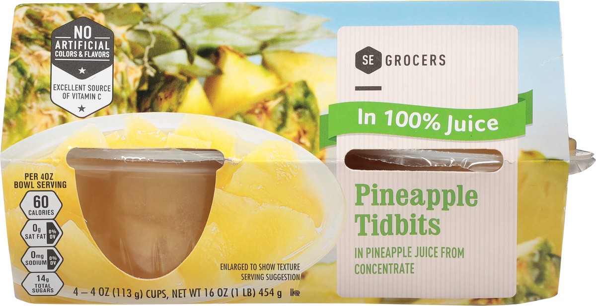 slide 9 of 11, SE Grocers Tidbits Pineapple In 100% Juice - 4 CT, 4 ct