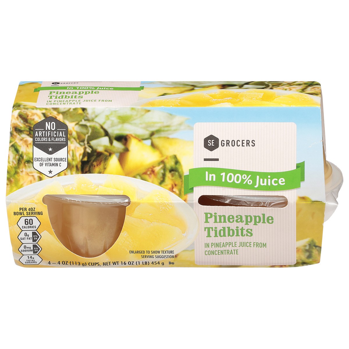 slide 8 of 11, SE Grocers Tidbits Pineapple In 100% Juice - 4 CT, 4 ct