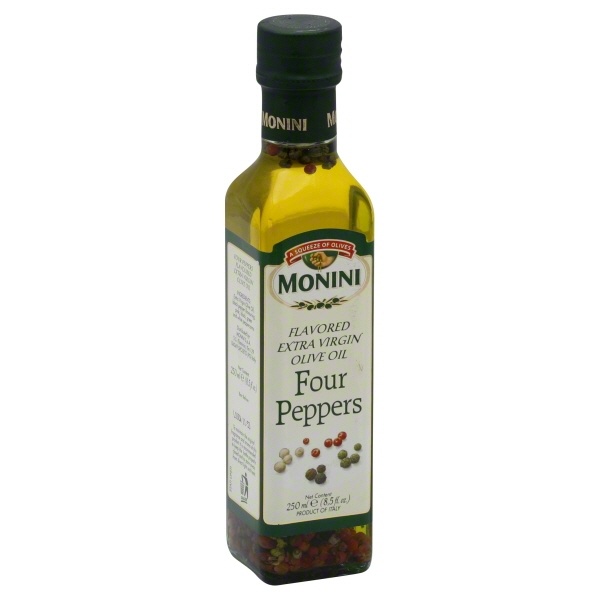 slide 1 of 1, Monini Four Peppers Flavored Extra Virgin Olive Oil, 8.5 fl oz