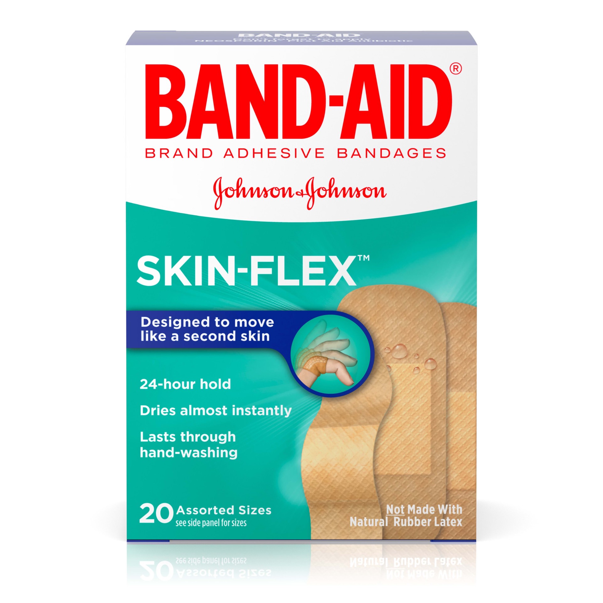 slide 5 of 5, BAND-AID Band-Aid Brand Skin-Flex Adhesive Bandages, Assorted, 20 Count, 20 ct