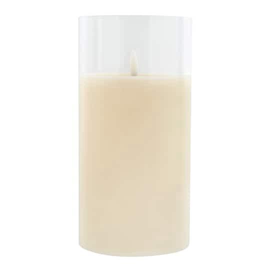 slide 1 of 2, 8" Led Glass Wax Flickering Candle By Ashland, 4 in x 8 in
