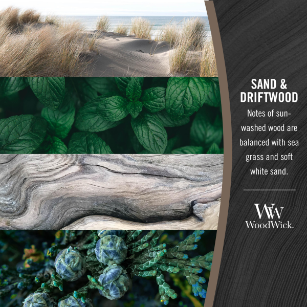 slide 4 of 9, Woodwick Medium Jar Candle Sand and Driftwood, 10.5 oz