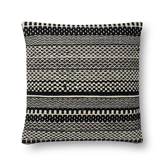 slide 1 of 3, Magnolia Home by Joanna Gaines Mikey Square Throw Pillow - Black/Ivory, 1 ct