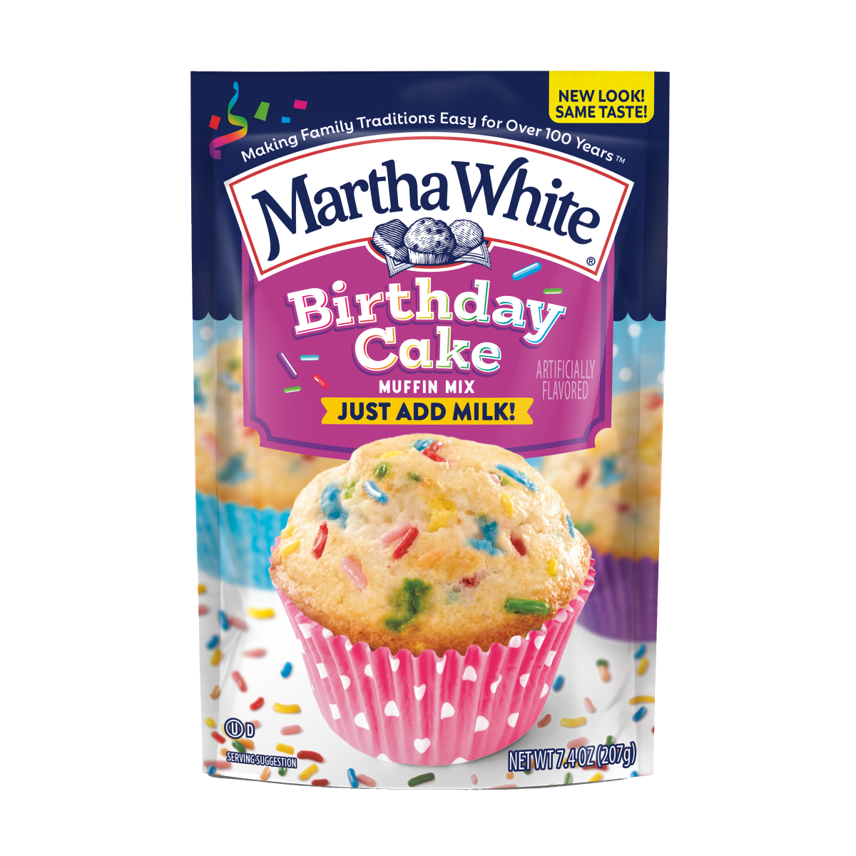 slide 1 of 17, Martha White Birthday Cake Muffin Mix, 7.4 oz