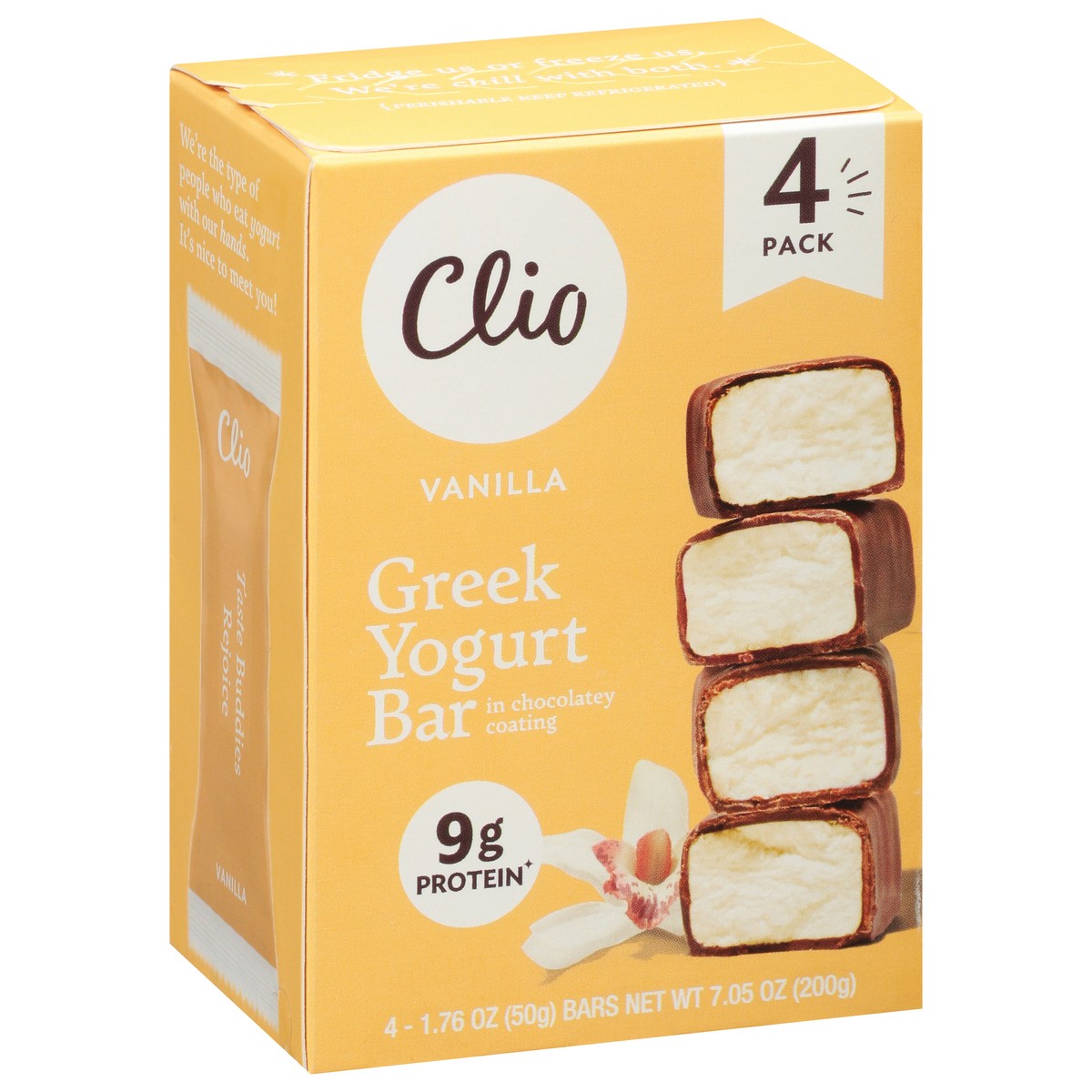 slide 13 of 13, Clio Yogurt Bars, Greek, Vanilla, 4 Pack, 4 ct